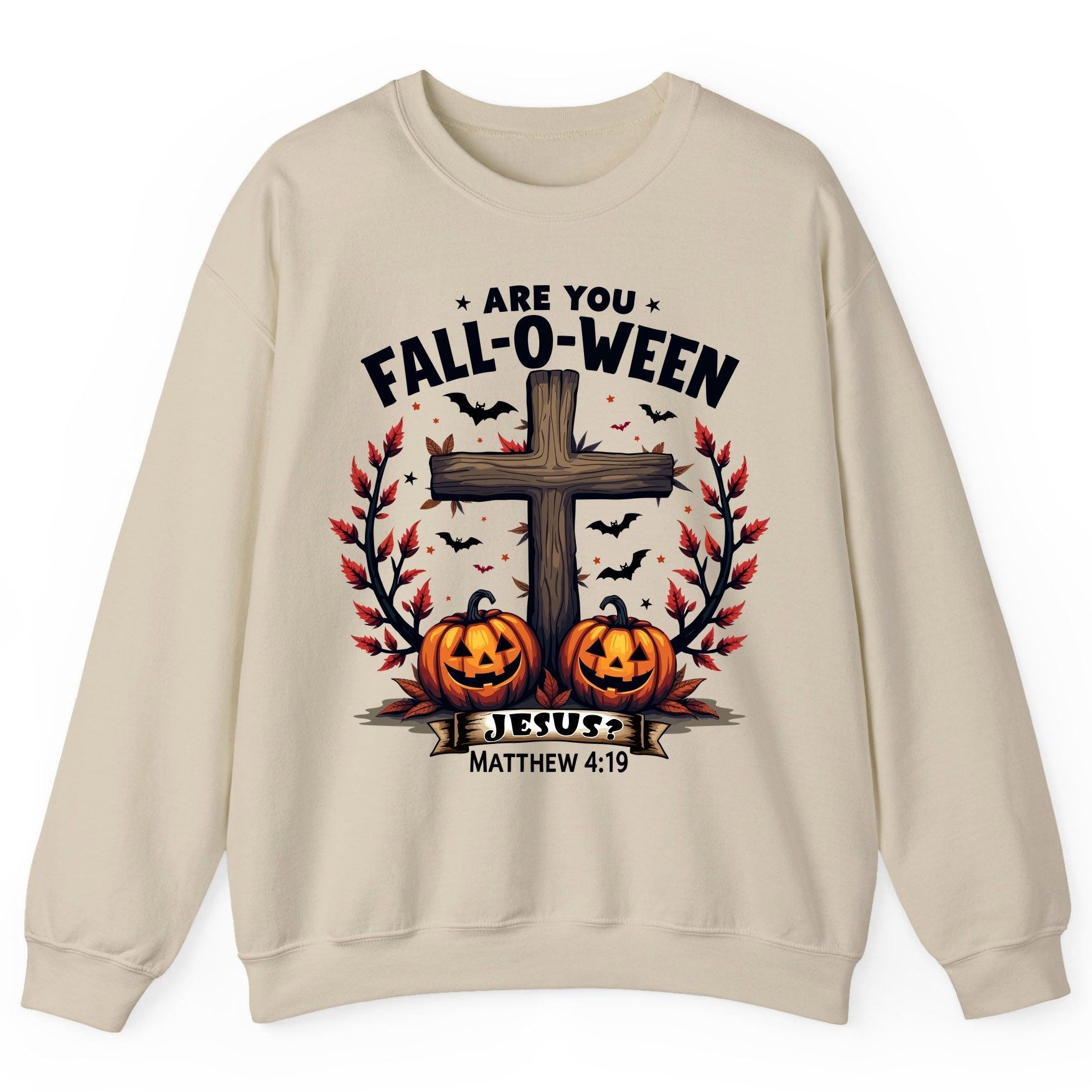 Are You Fall-O-Ween Jesus? christian Halloween Sweatshirt Sand product mockup