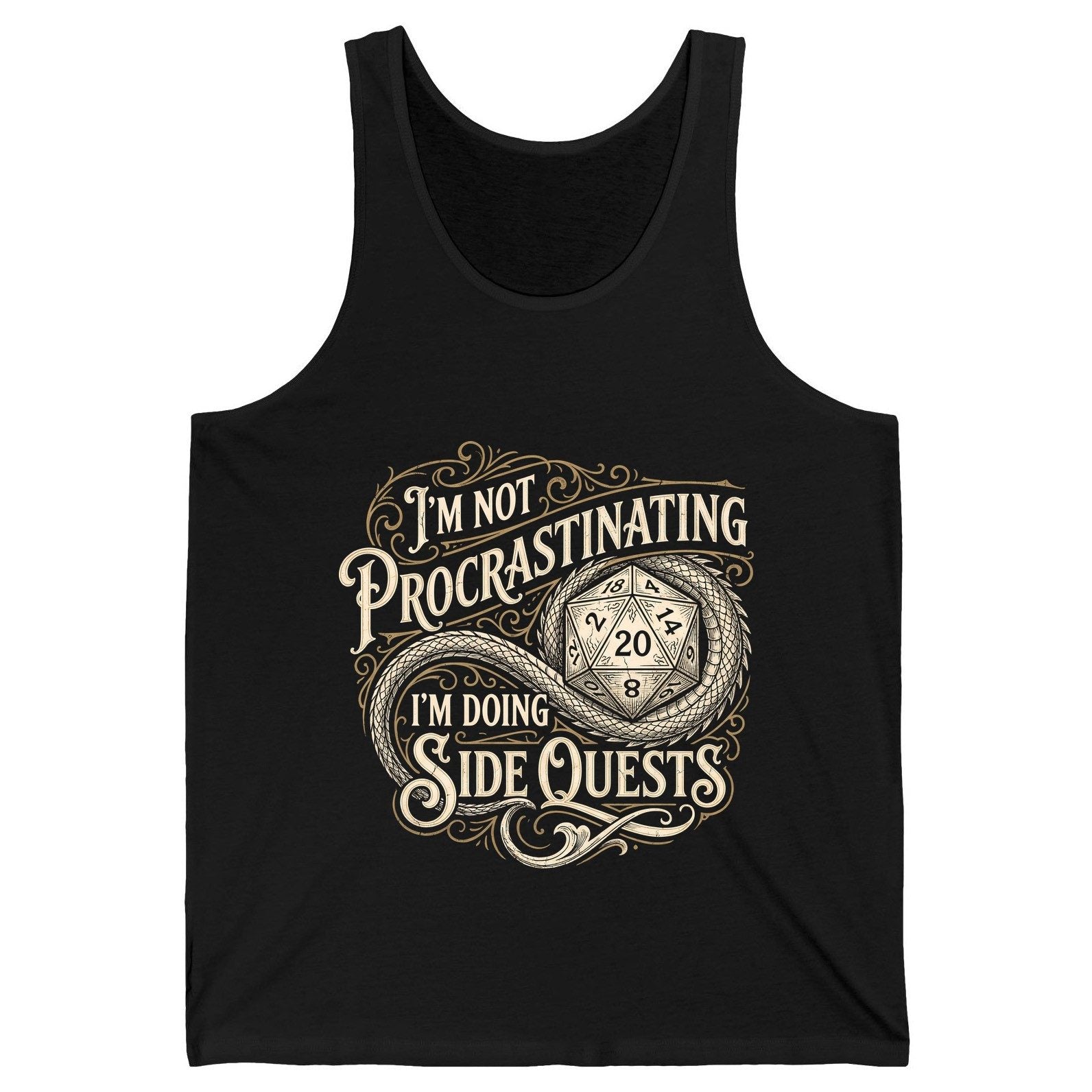 I'm Not Procrastinating I'm Doing Side Quests rpg gaming Tank Top Black product mockup