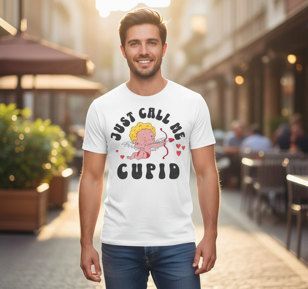 Just Call Me Cupid cupid T-Shirt White lifestyle mockup