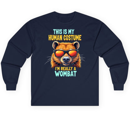 This Is My Human Costume I'm Really a Wombat wombat Long Sleeve Tee Navy product mockup
