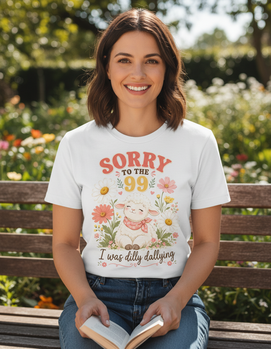 Sorry To The 99 I Was Dilly Dallying Lamb T-Shirt - White