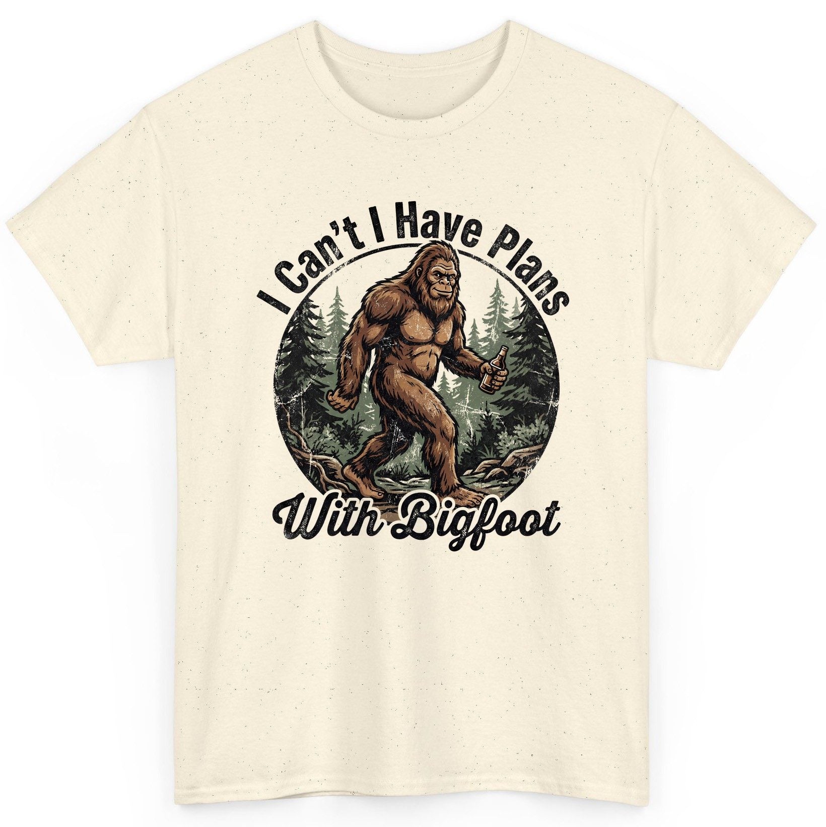 I Can't I Have Plans with Bigfoot bigfoot T-Shirt Natural product mockup