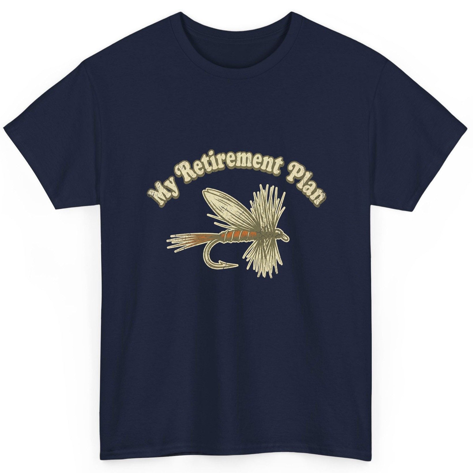 My Retirement Plan fly fishing T-Shirt Navy product mockup
