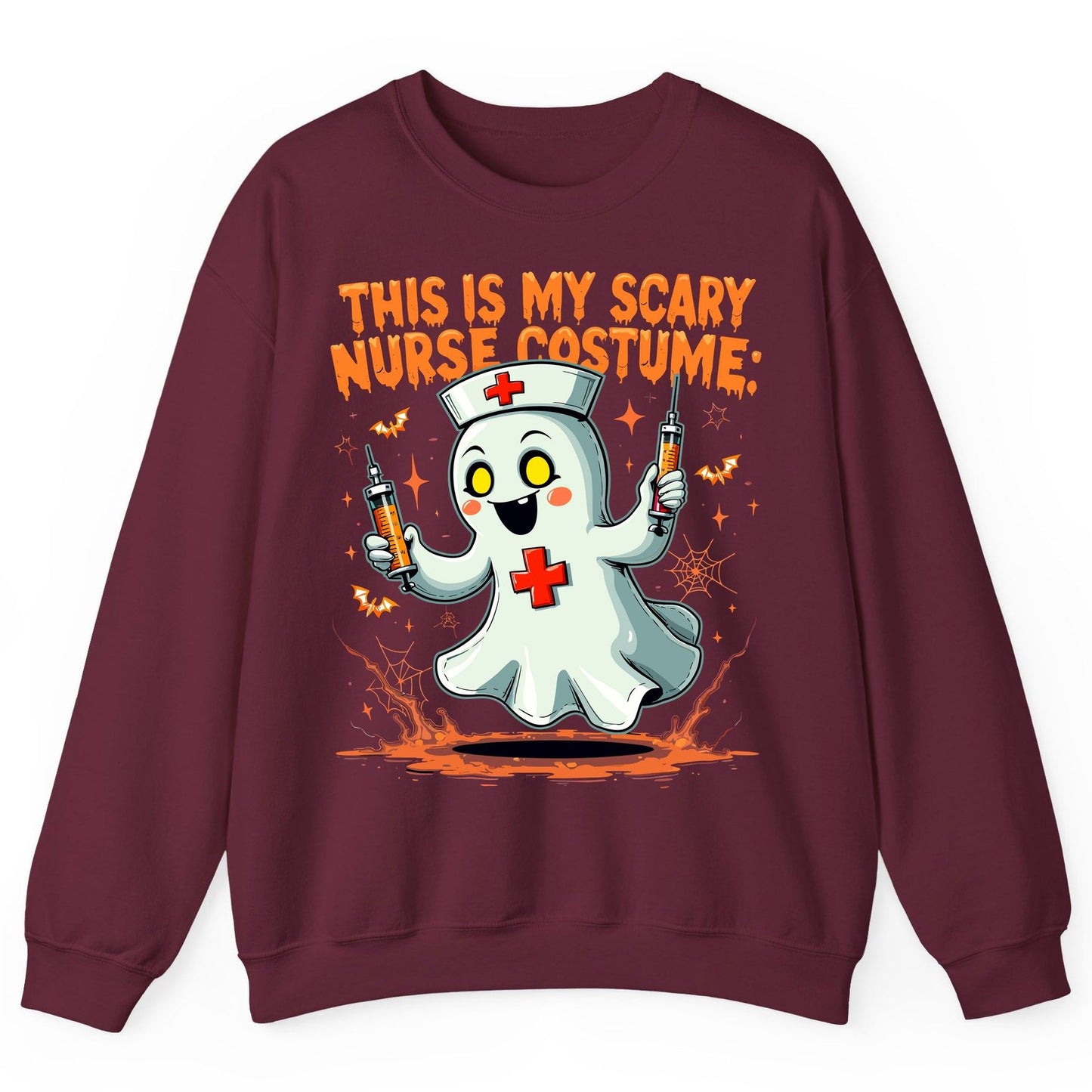 This Is My Scary Nurse Costume ghost nurse Sweatshirt Maroon product mockup