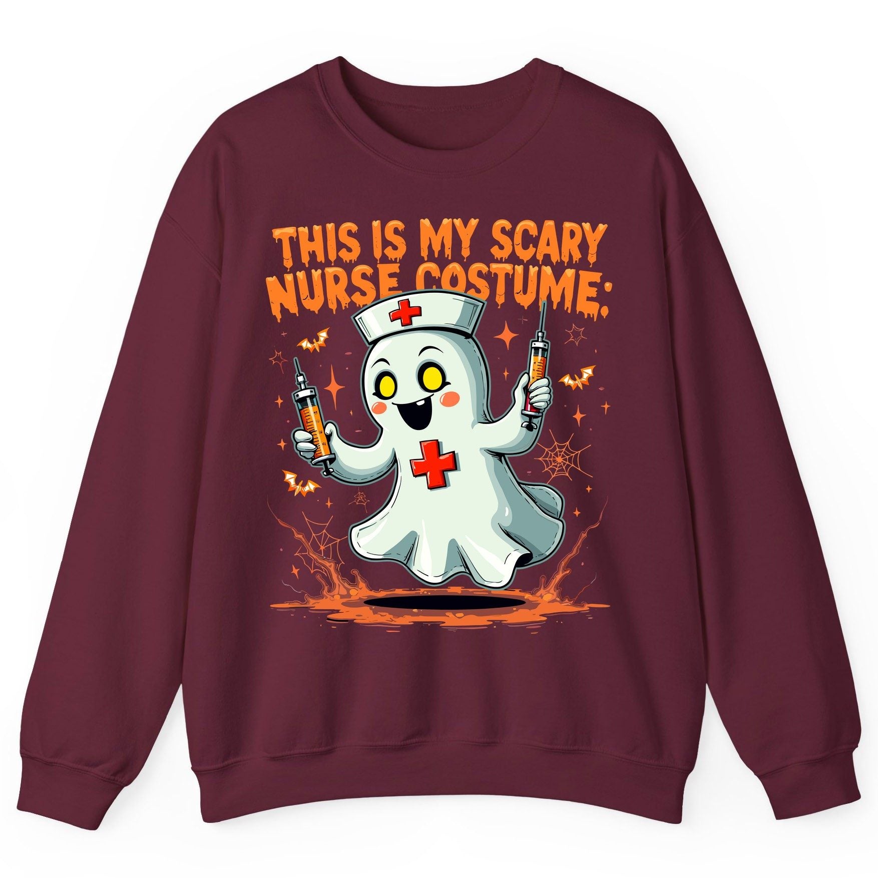 This Is My Scary Nurse Costume ghost nurse Sweatshirt Maroon product mockup