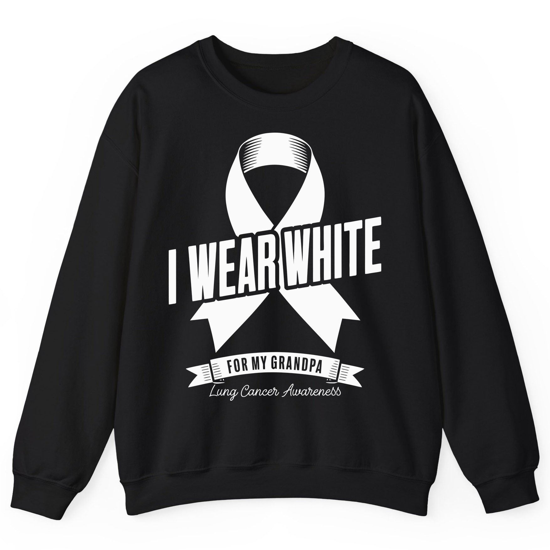 I Wear White for My Grandpa lung cancer awareness Sweatshirt Black product mockup