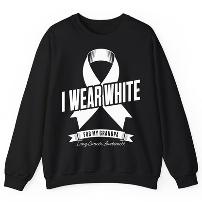 I Wear White for My Grandpa lung cancer awareness Sweatshirt Black product mockup