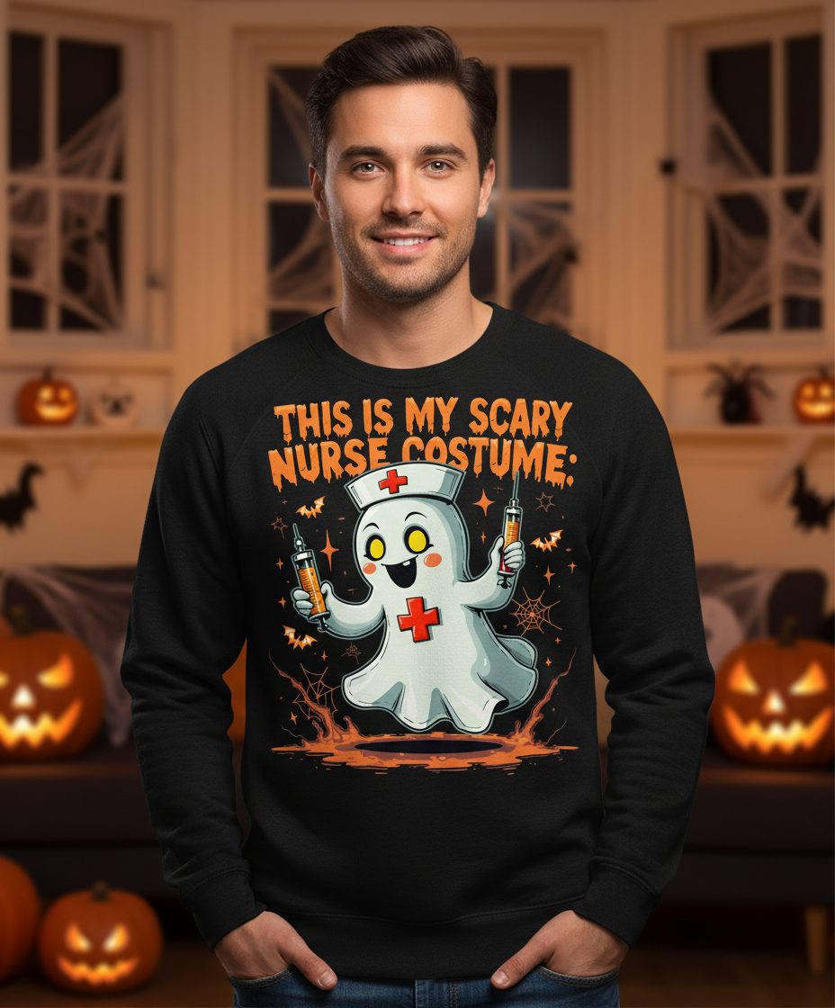 This Is My Scary Nurse Costume ghost nurse Sweatshirt Black lifestyle mockup
