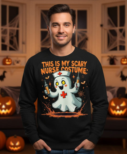 This Is My Scary Nurse Costume ghost nurse Sweatshirt Black lifestyle mockup