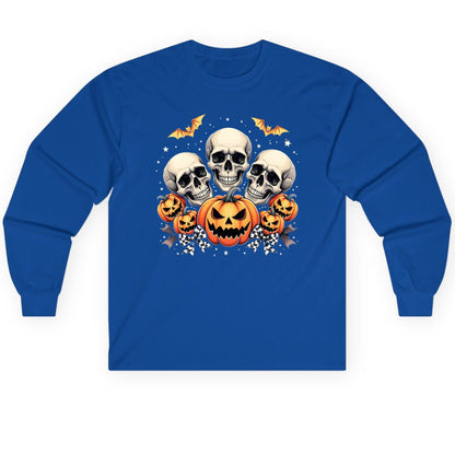 Skulls and Pumpkins Halloween Halloween Long Sleeve Tee Royal product mockup