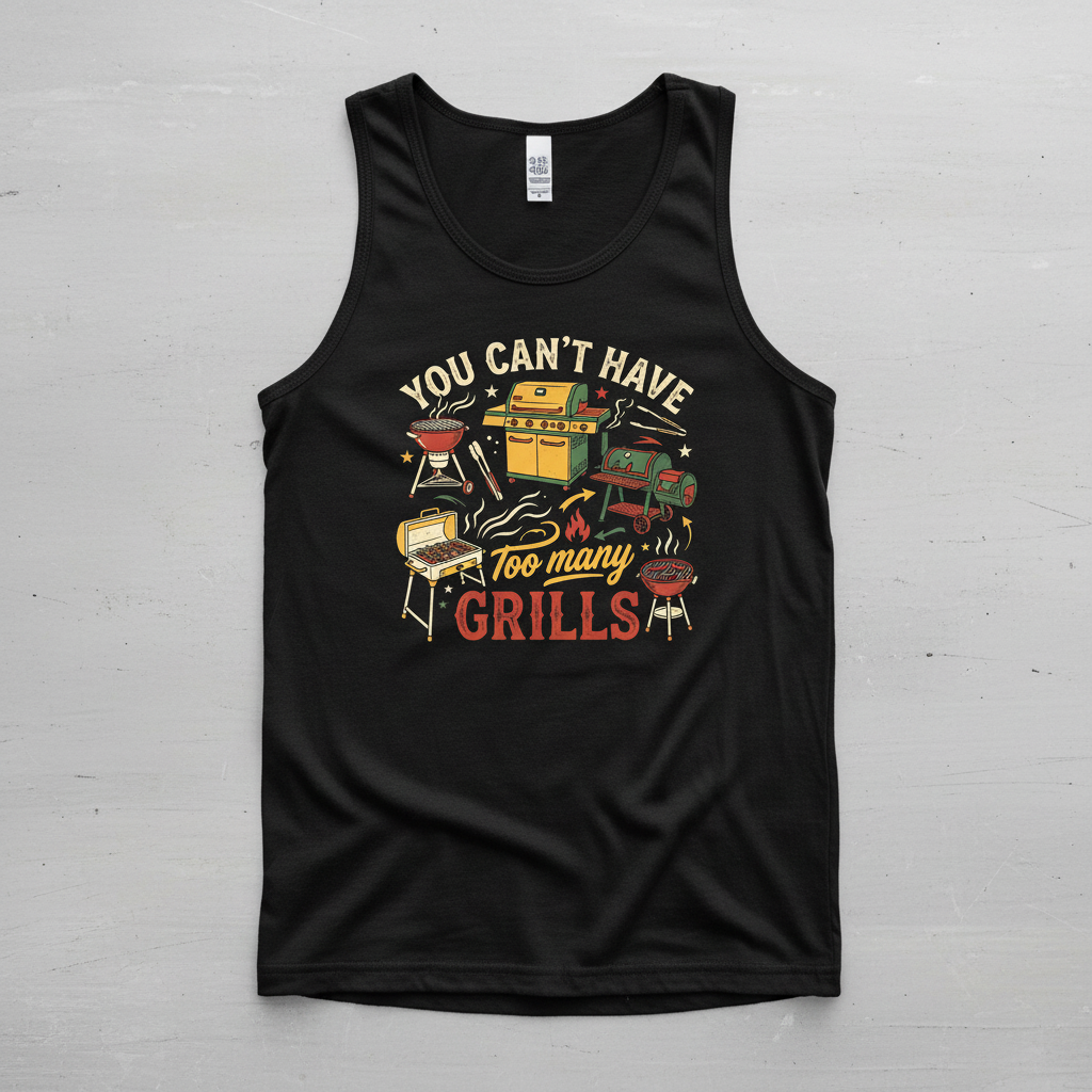 You Can't Have Too Many Grills BBQ Design Tank Top - Black