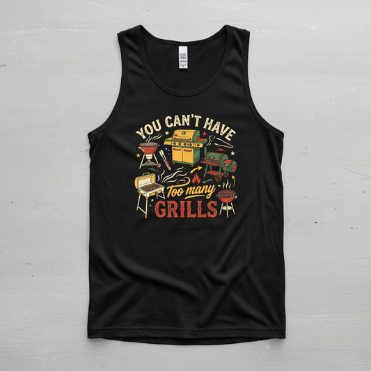 You Can't Have Too Many Grills BBQ Design Tank Top - Black