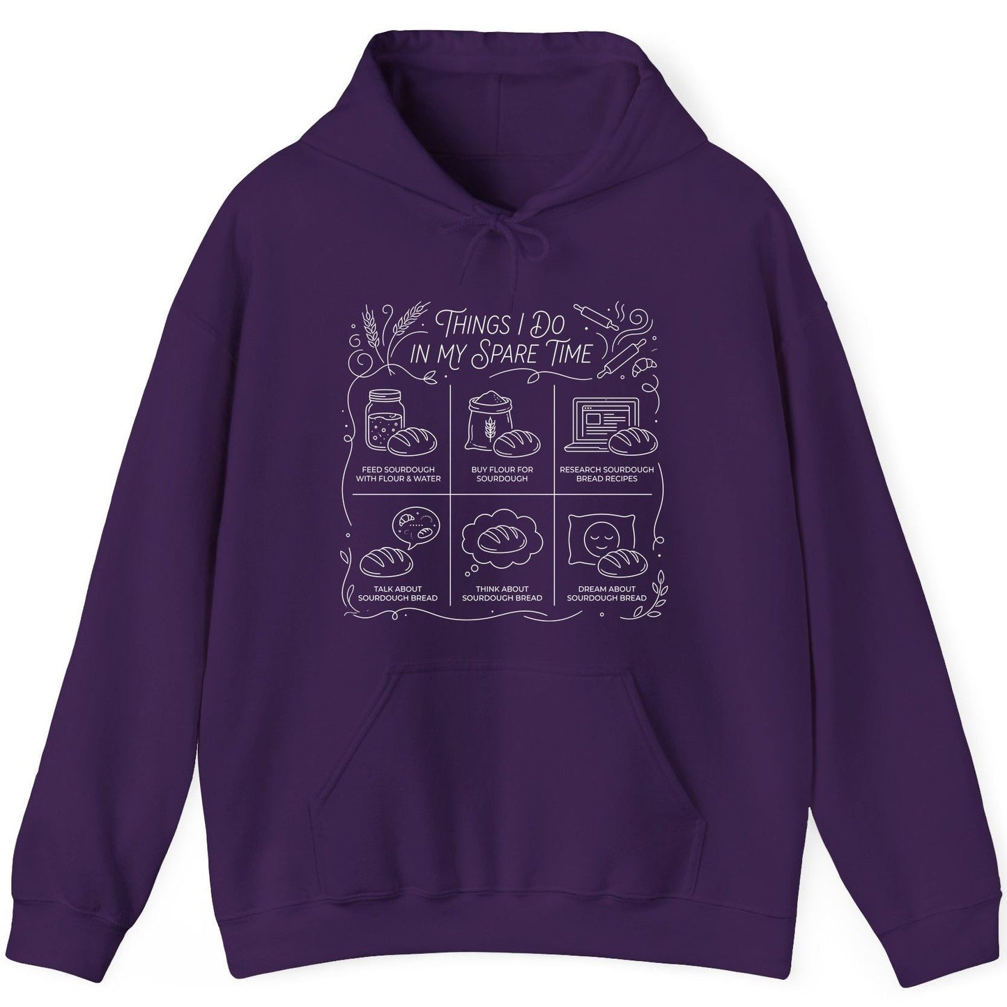 Things I Do in My Spare Time sourdough baking Hoodie Purple product mockup