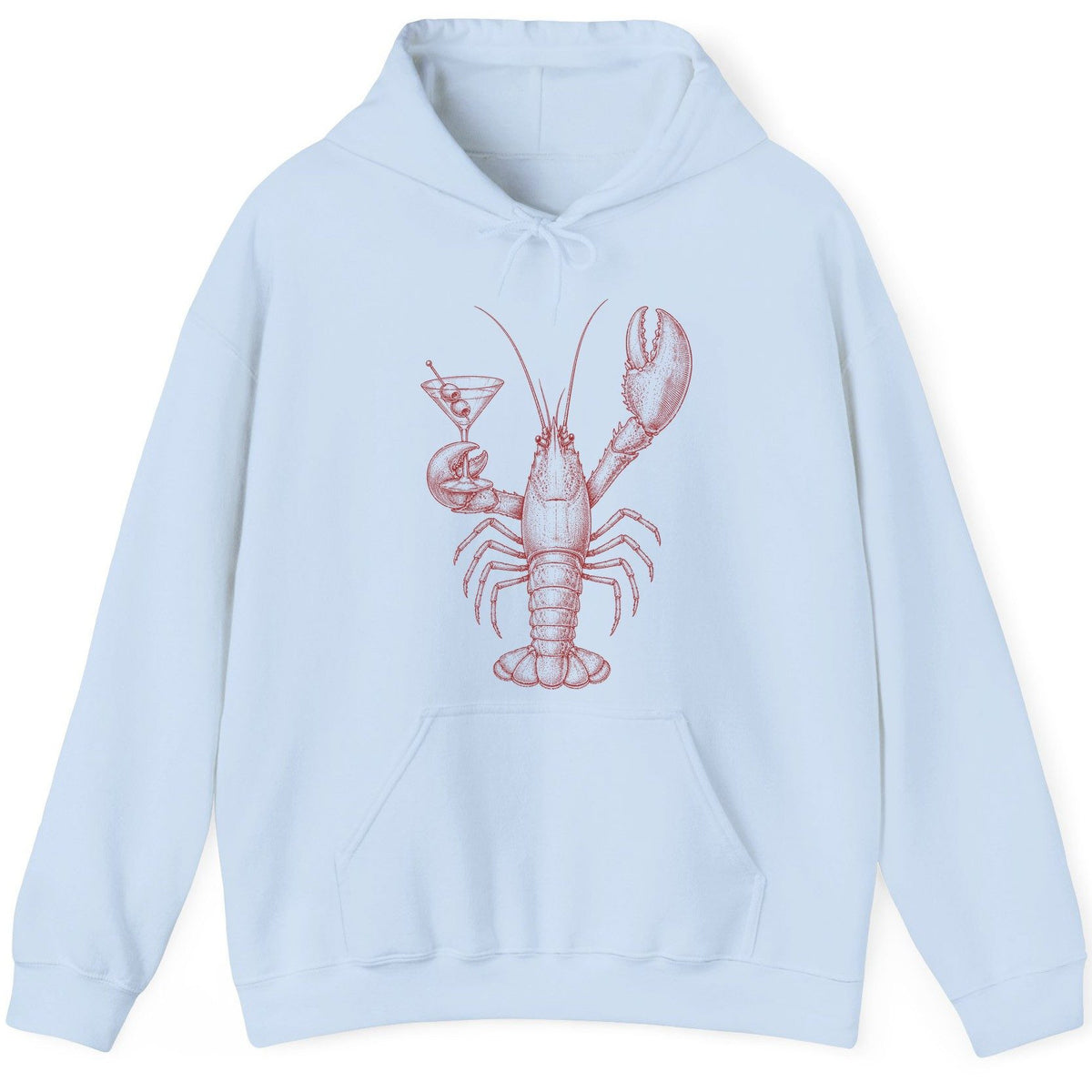Vintage Lobster Martini lobster Hoodie Light Blue product mockup