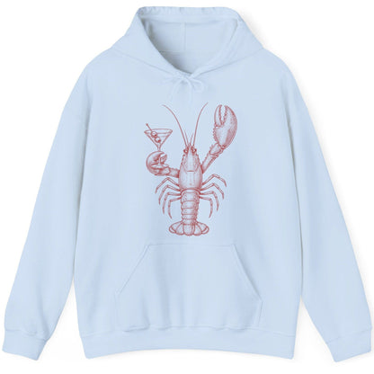 Vintage Lobster Martini lobster Hoodie Light Blue product mockup