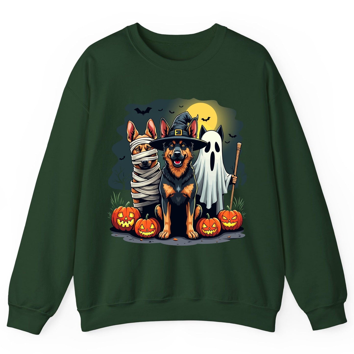 Halloween Dogs in Costumes Halloween dogs Sweatshirt Forest Green product mockup