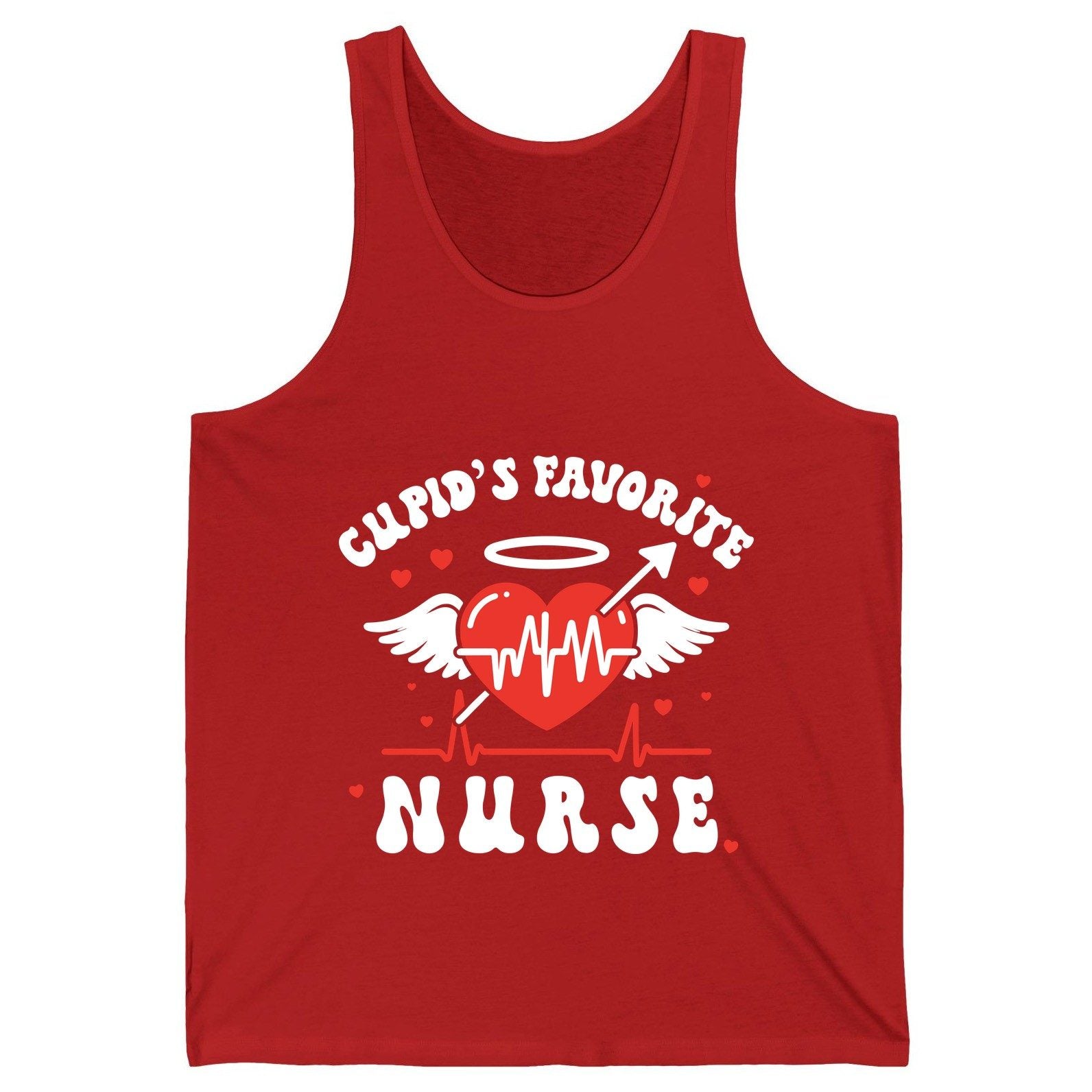 Cupid's Favorite Nurse nursing Tank Top Red product mockup
