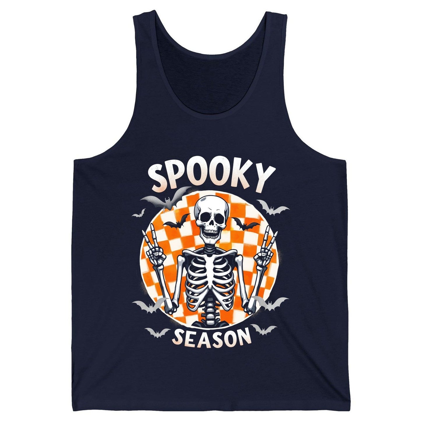 Spooky Season Halloween skeleton Tank Top Navy product mockup