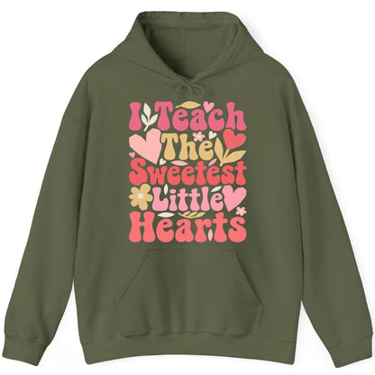 I Teach the Sweetest Little Hearts teaching Hoodie Military Green product mockup