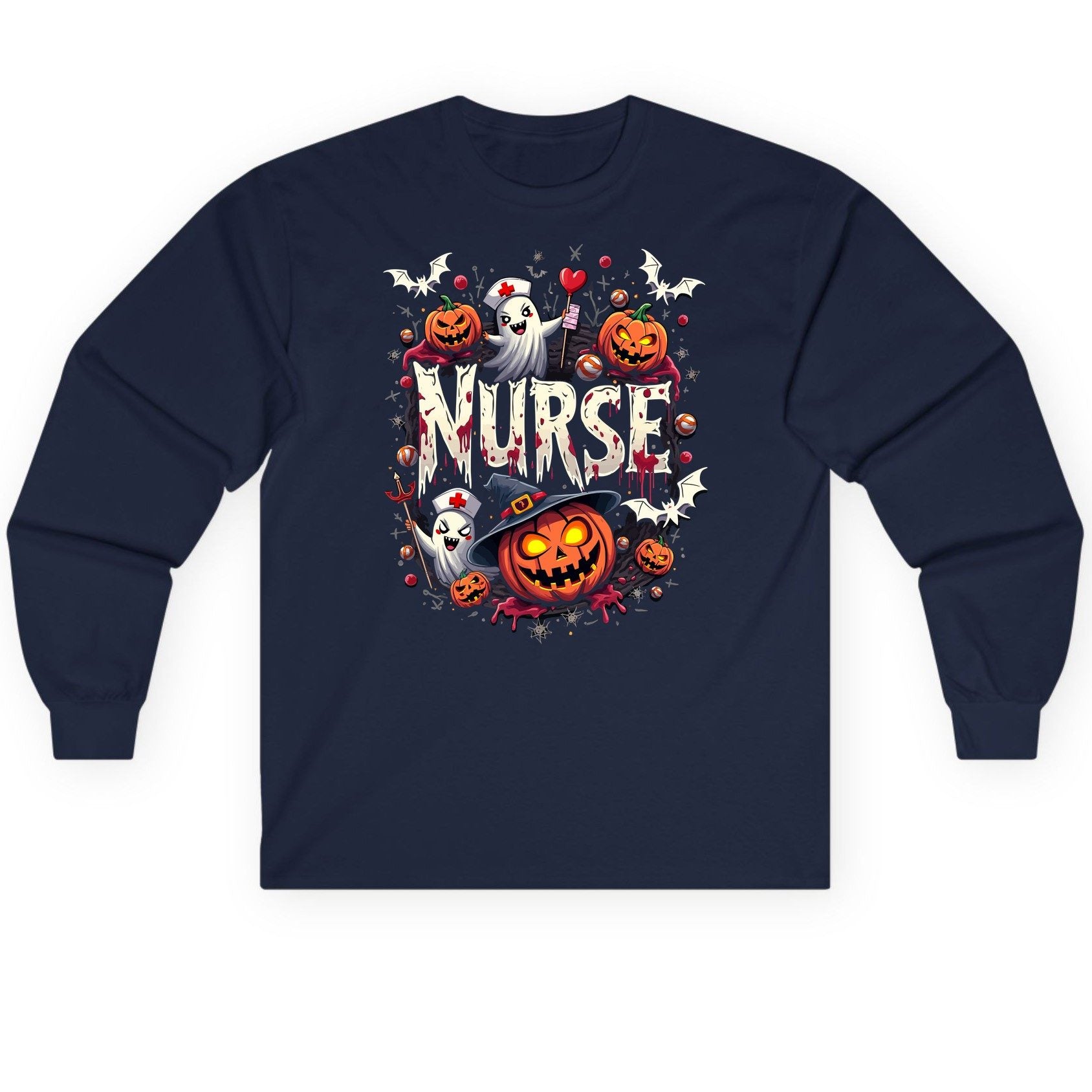 Nurse Halloween nurse Long Sleeve Tee Navy product mockup