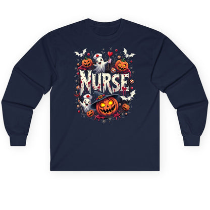 Nurse Halloween nurse Long Sleeve Tee Navy product mockup