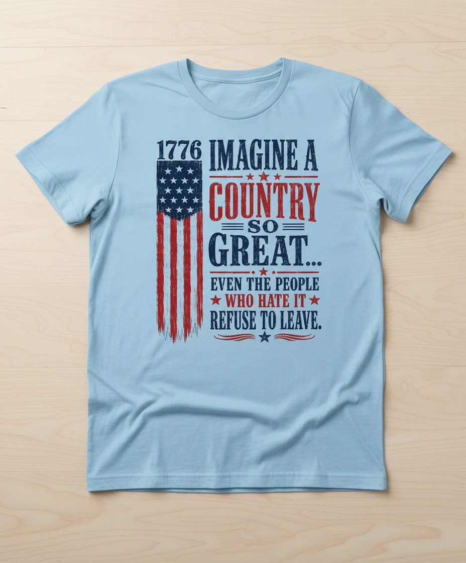 Imagine a Country So Great Patriotic Vintage American T-Shirt - product mockup - Light Blue