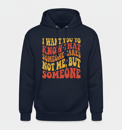 Sarcastic Retro 'Someone Cares' Quote Hoodie - Navy