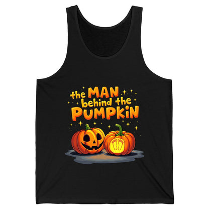 The Man Behind the Pumpkin Halloween pregnancy announcement Tank Top Black product mockup