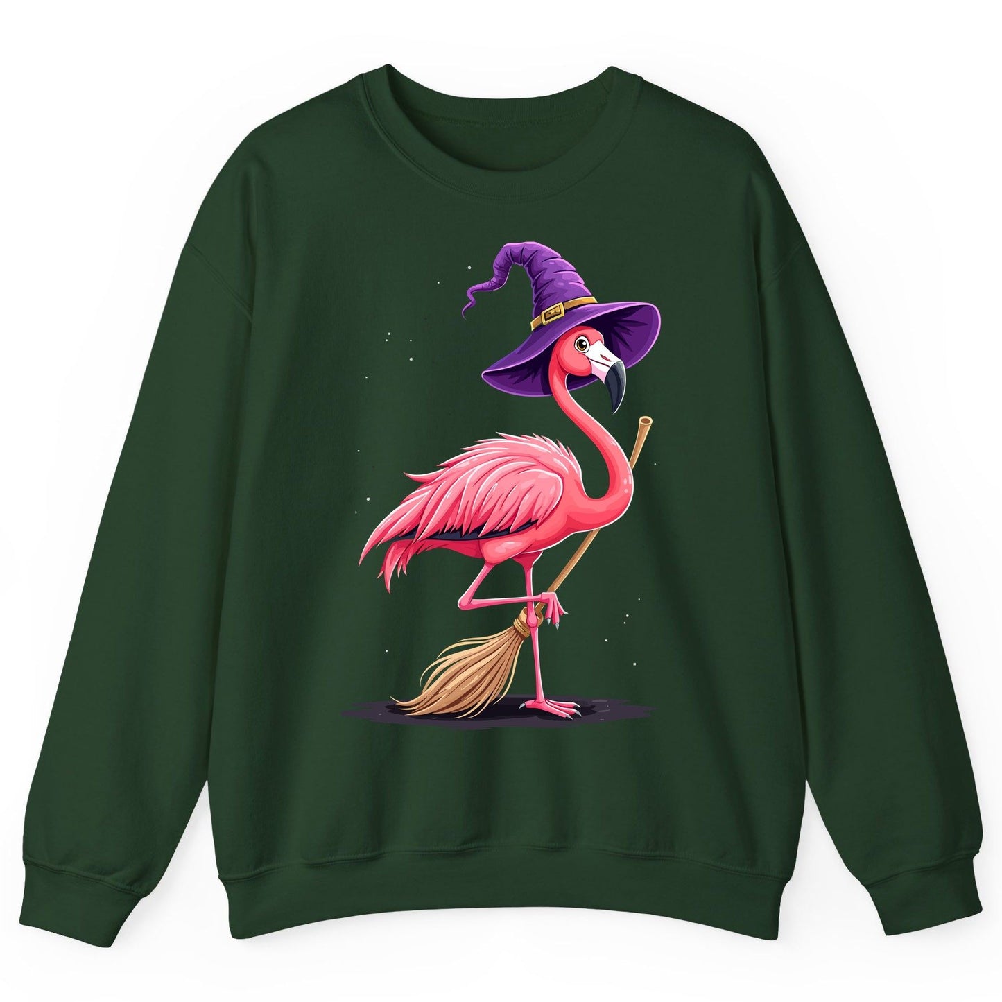 Witch Flamingo flamingo Sweatshirt Forest Green product mockup