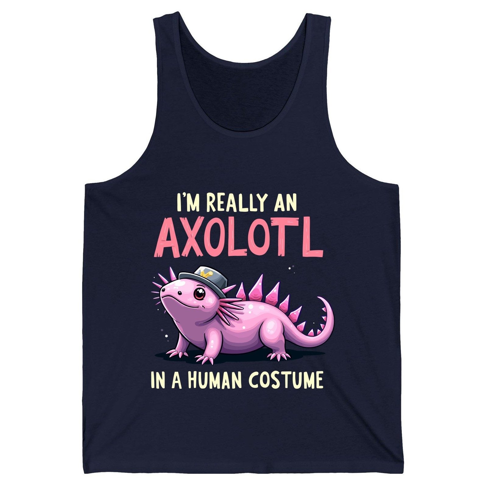 I'm Really an Axolotl in a Human Costume axolotl Tank Top Navy product mockup
