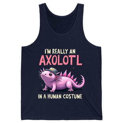 I'm Really an Axolotl in a Human Costume axolotl Tank Top Navy product mockup
