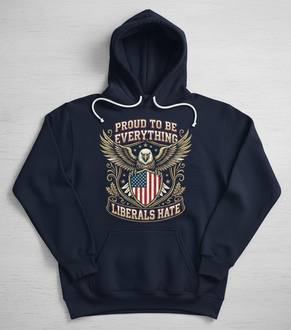 Proud To Be Everything Liberals Hate Patriotic Eagle Hoodie - Navy