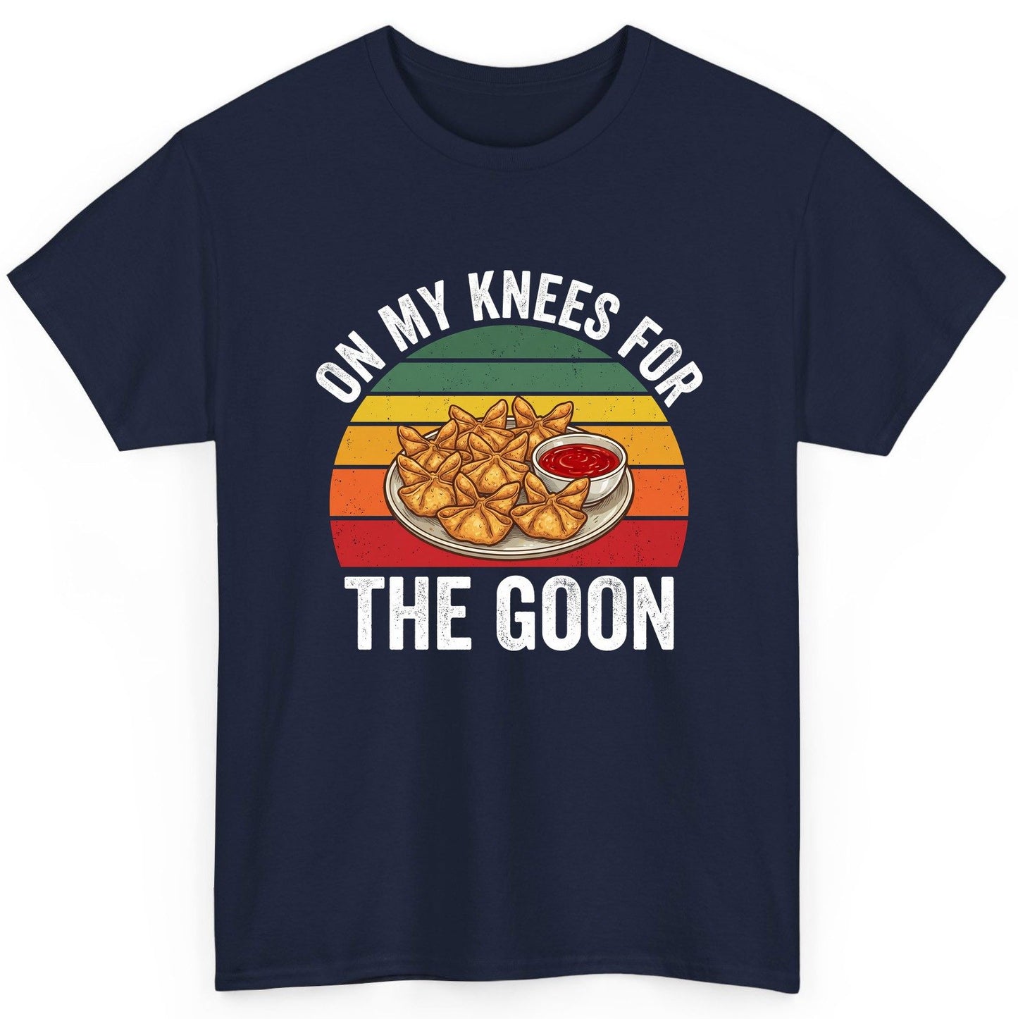 On My Knees for the Goon crab rangoon T-Shirt Navy product mockup