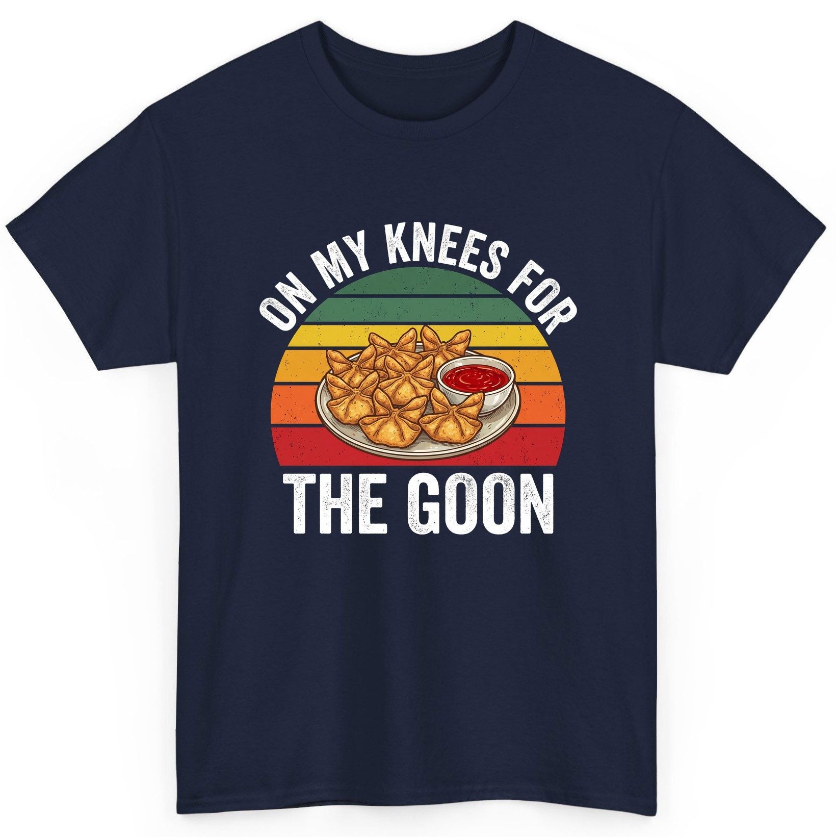 On My Knees for the Goon crab rangoon T-Shirt Navy product mockup
