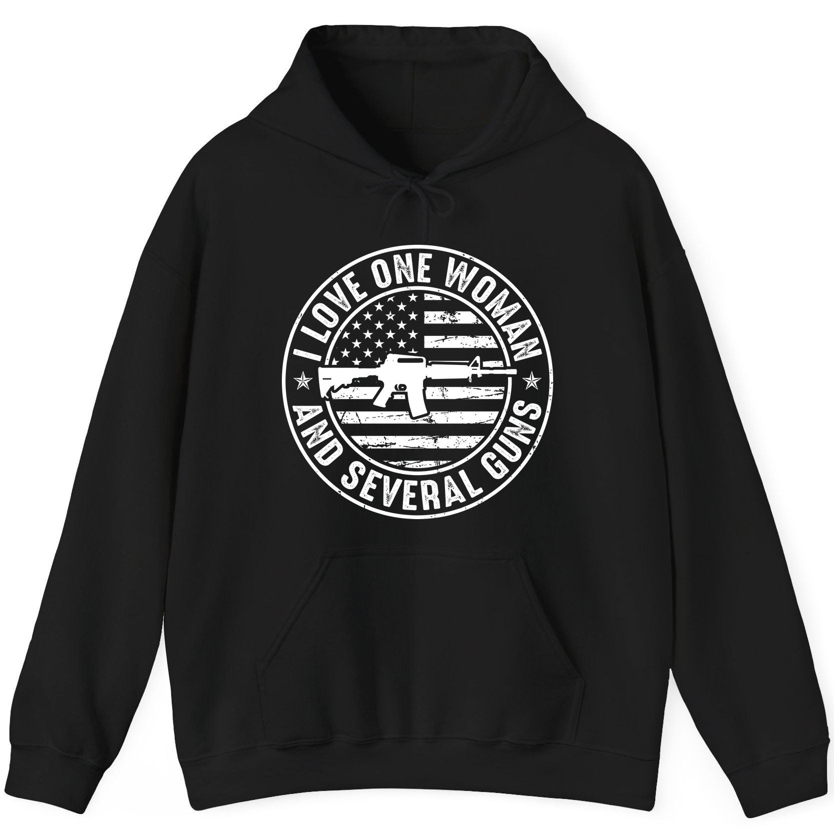 I LOVE ONE WOMAN AND Several GUNS Funny Gun Owners Hoodie - product mockup - Black