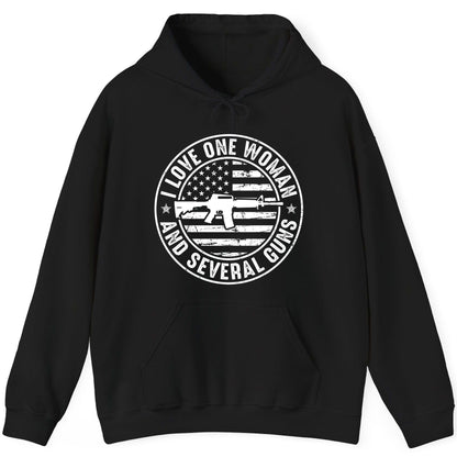 I LOVE ONE WOMAN AND Several GUNS Funny Gun Owners Hoodie - product mockup - Black