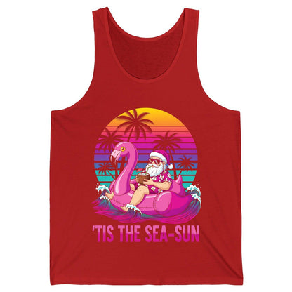 'Tis the Sea-Sun tropical santa claus Tank Top Red product mockup