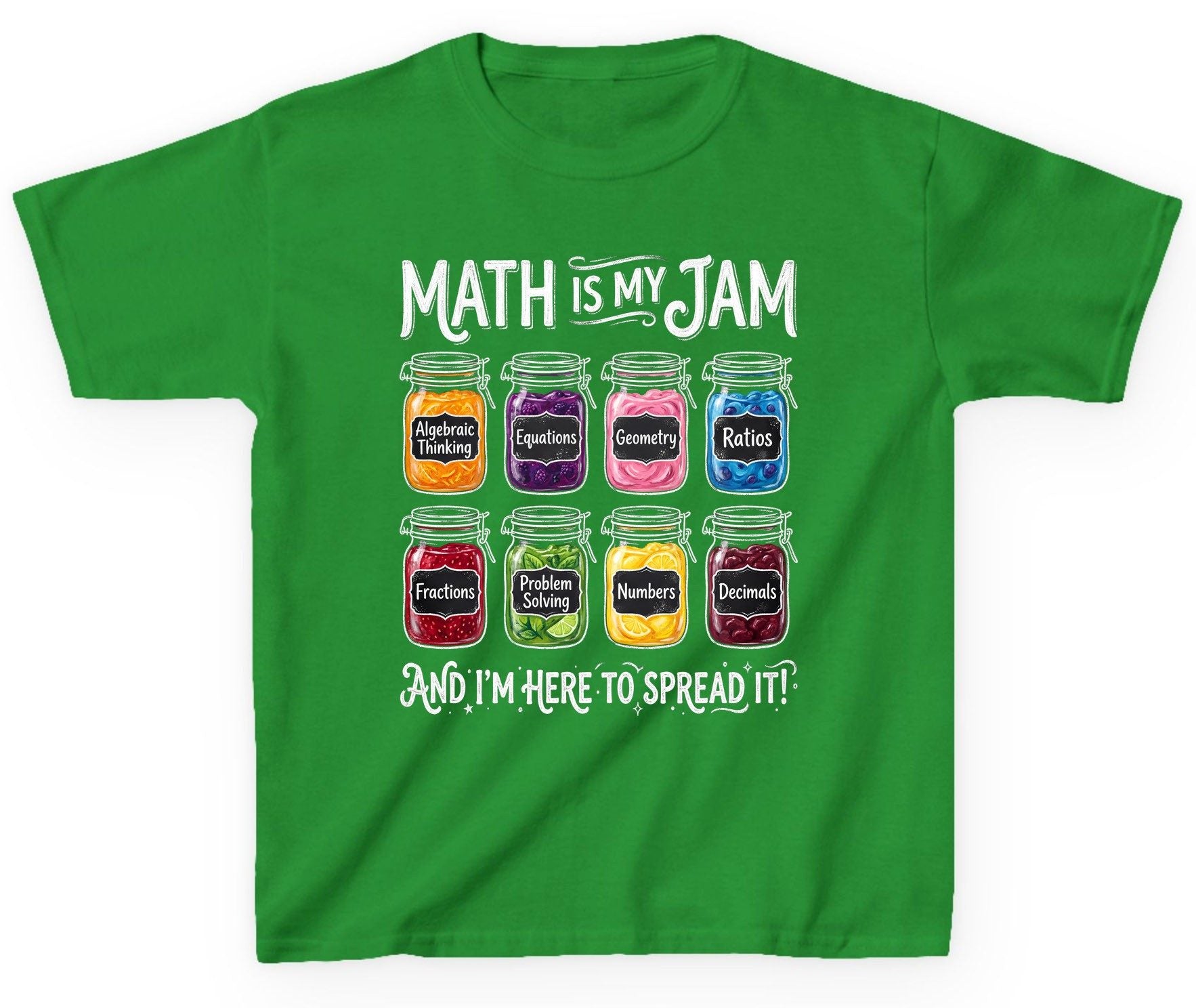 Math Is My Jam and I'm Here to Spread It! mathematics Youth T-Shirt Irish Green product mockup