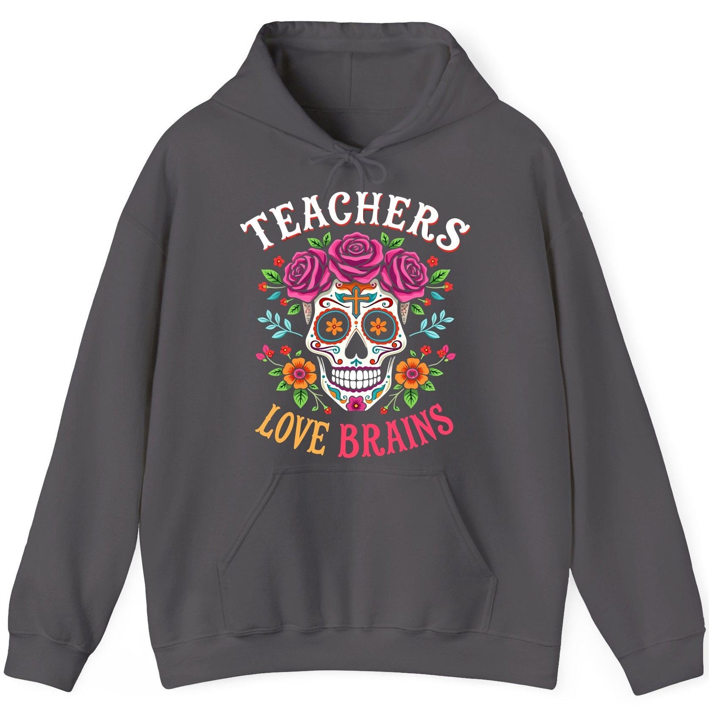 Teachers Love Brains teacher Hoodie Charcoal product mockup