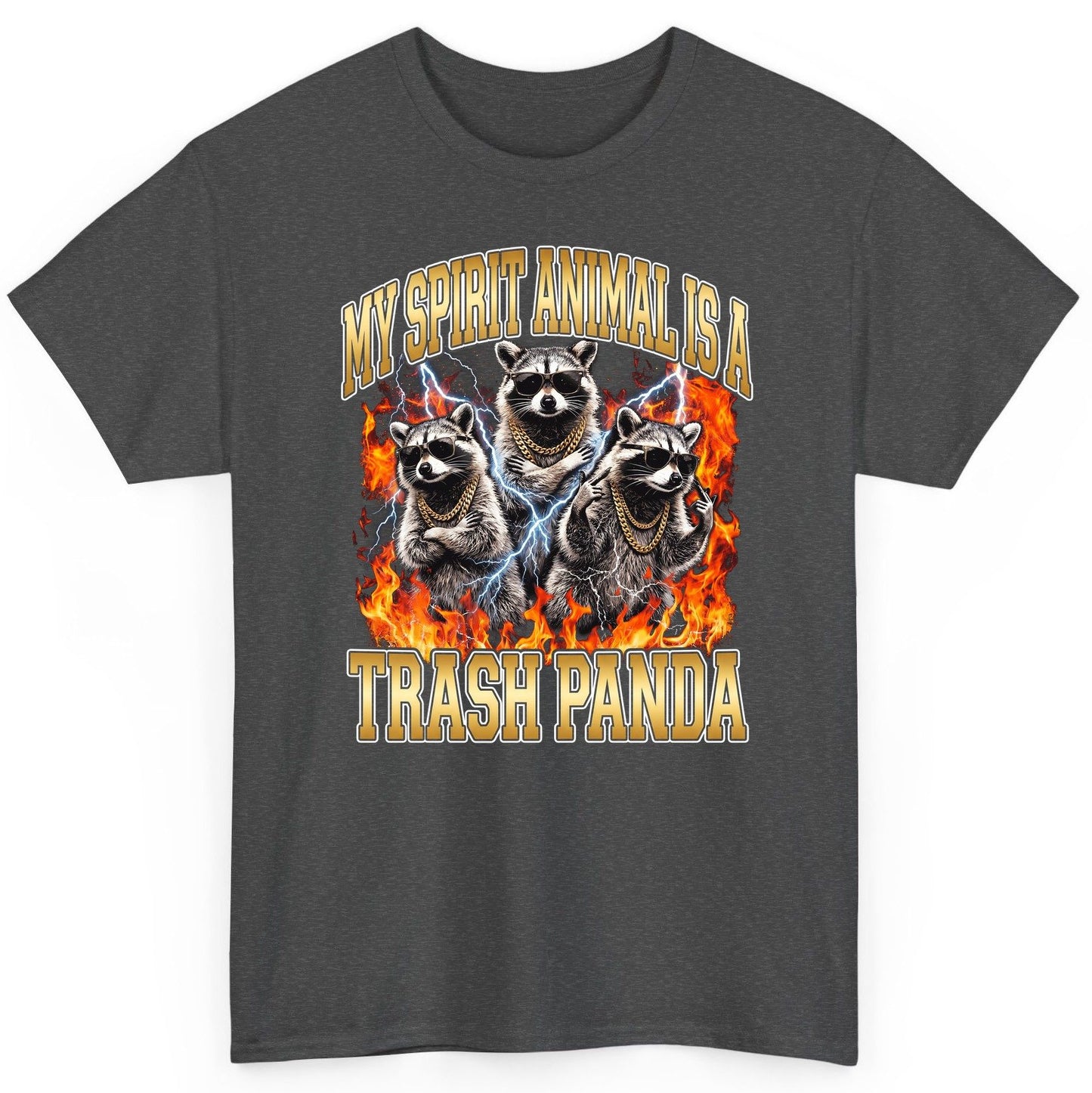 My Spirit Animal Is a Trash Panda raccoon T-Shirt Dark Heather product mockup