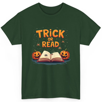 Trick or Read Halloween T-Shirt Forest Green product mockup