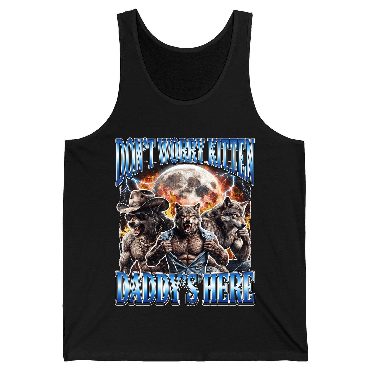 Don't Worry Kitten Daddy's Here werewolf Tank Top Black product mockup