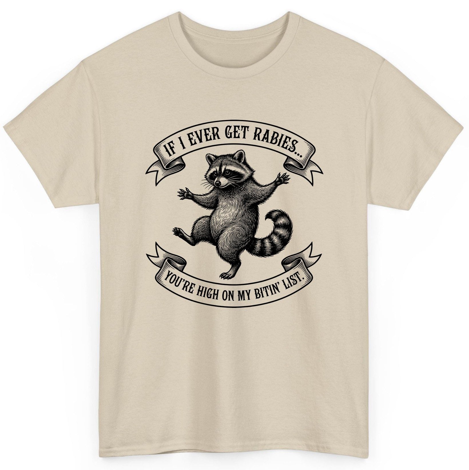 Subtle Raccoon Sketch raccoon T-Shirt Sand product mockup