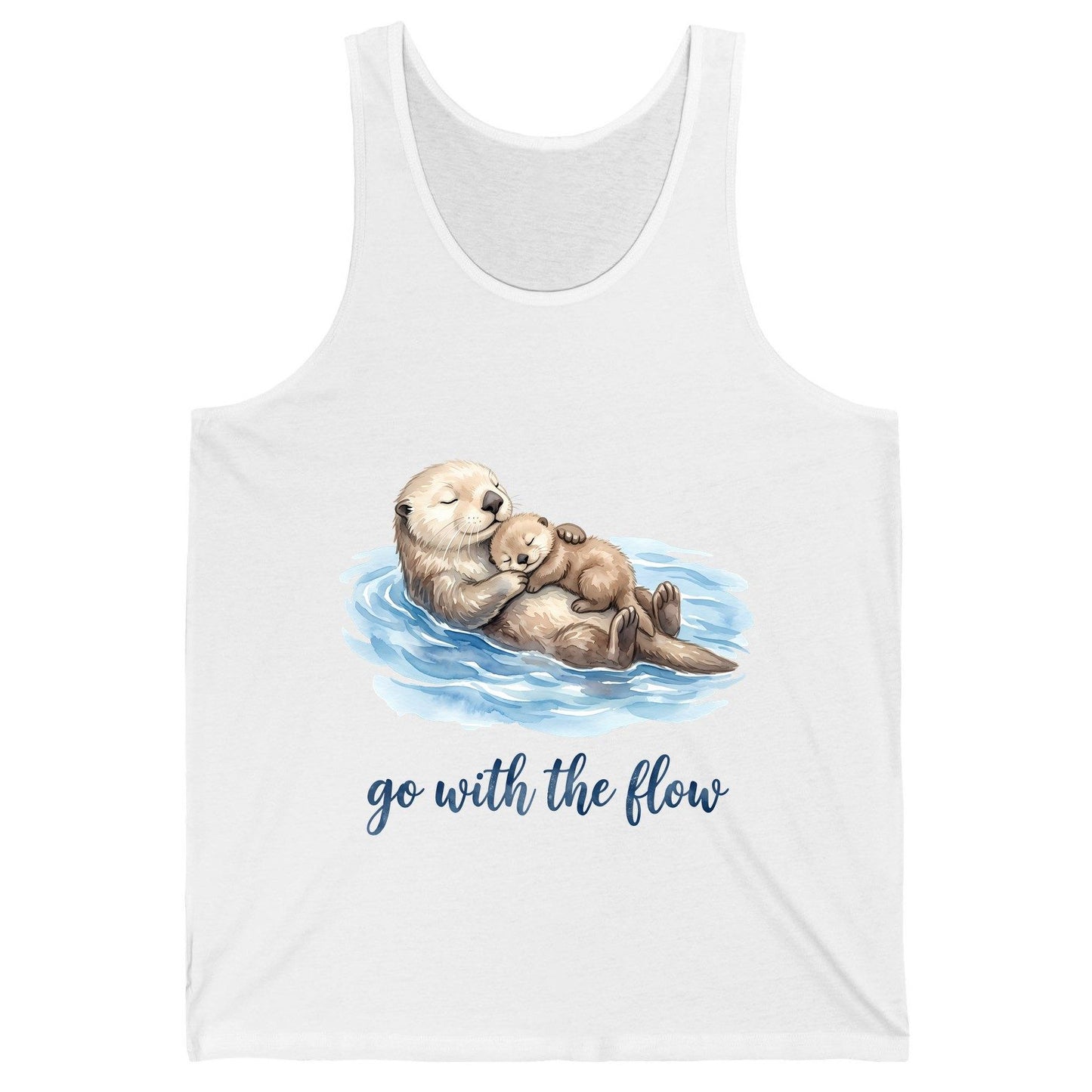 Go with the Flow Sea Otters Tank Top - product mockup - White