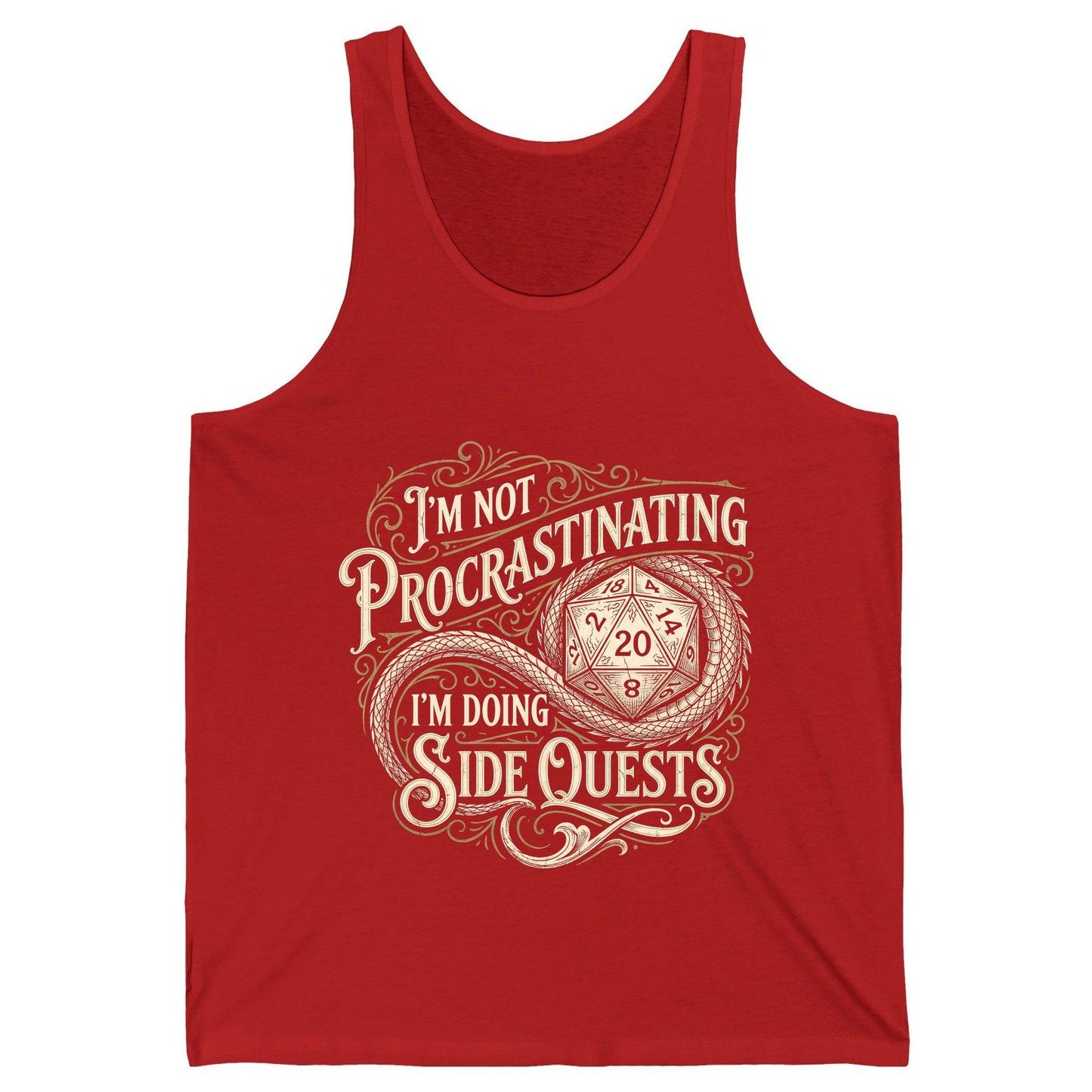 I'm Not Procrastinating I'm Doing Side Quests rpg gaming Tank Top Red product mockup