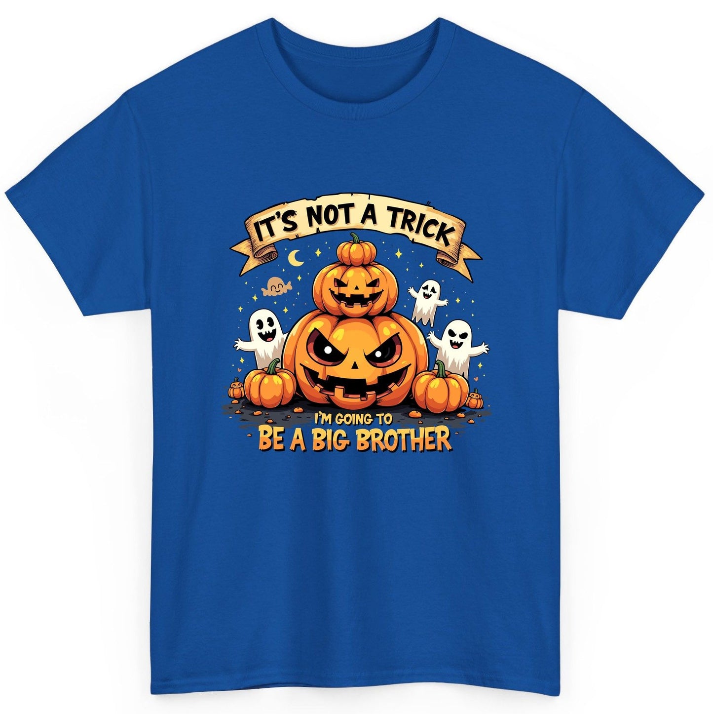 It's Not a Trick I'm Going to Be a Big Brother Halloween pregnancy announcement T-Shirt Royal product mockup