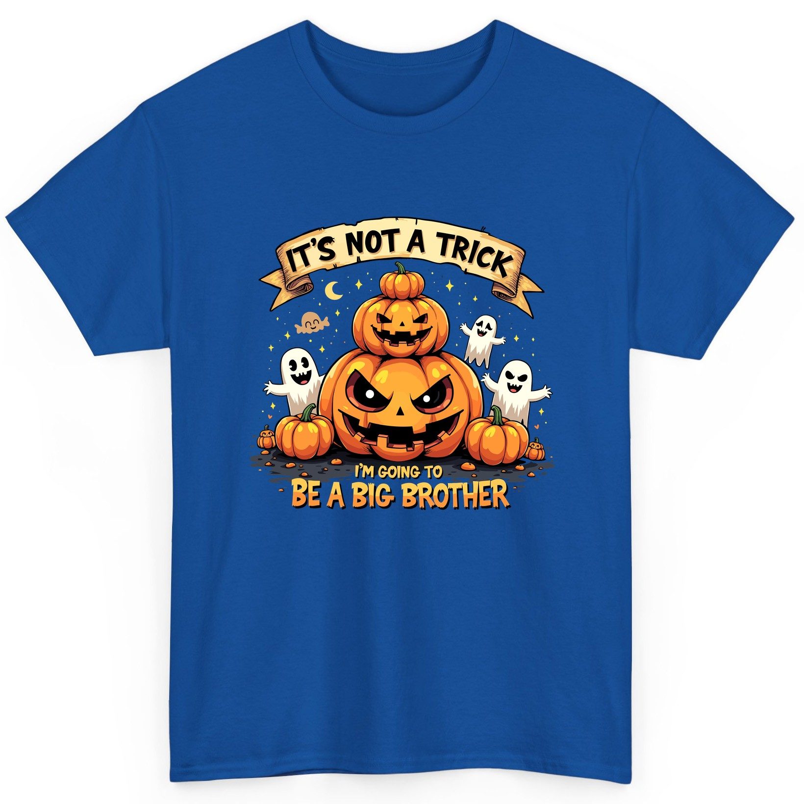 It's Not a Trick I'm Going to Be a Big Brother Halloween pregnancy announcement T-Shirt Royal product mockup