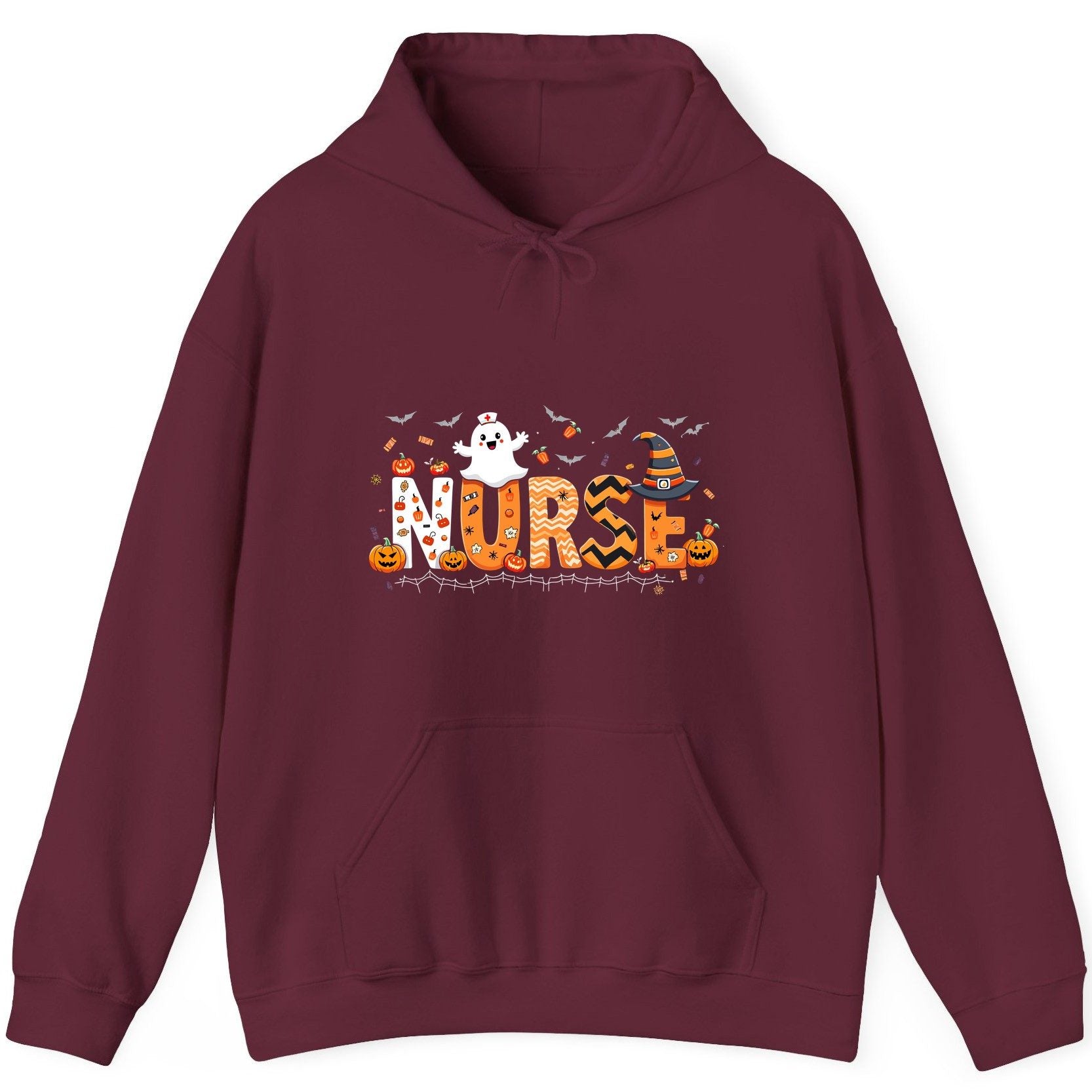 Nurse Halloween Hoodie Maroon product mockup