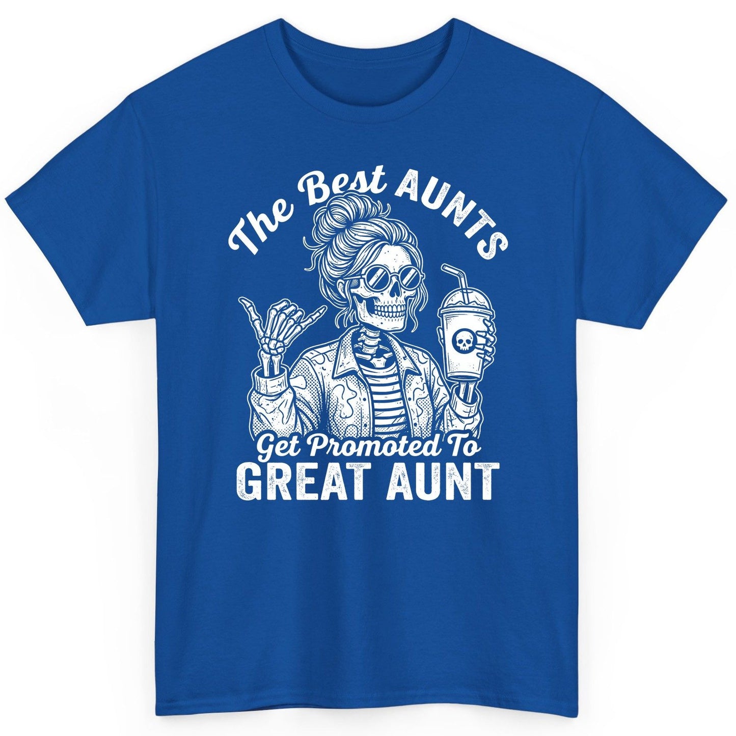 The Best Aunts Get Promoted to GREAT AUNT Funny Announcement T-Shirt - product mockup - Royal