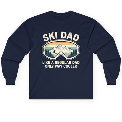 Ski Dad Like a Regular Dad Only Way Cooler skiing Long Sleeve Tee Navy product mockup